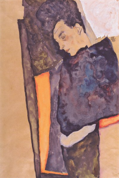 Die schlafende Mutter des Künstlers von Egon Schiele